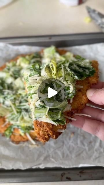 The Healthy Boom on Instagram: "Caesar Salad Pizza with a Chicken Crust!  If you love a good Caesar salad or looking for something to add to your lunch/dinner rotation, this pizza is a must try! It’s a yummy and easy way to switch up the classic salad. Spotted it on my feed by @mamacookslowcarb and finally had to give it a try!  What I used: 12.5 oz Can of Chicken 1 large egg 1/2 cup Parmesan cheese 1/4 cup breadcrumbs (this is optional but I like the extra texture/crunch it gives) Season to your liking! I used garlic powder, pepper, paprika, and red pepper flakes  Bake at 375 for 30-35 minutes!  Once the crust is finished. Add a layer of Caesar dressing then top it with the salad. That it!  You can totally get creative with this and add different toppings, etc.   Credit @whatsonashlysplat Viral Chicken Crust Caesar Salad Pizza, Canned Chicken Crust Caesar Salad Pizza, Caesar Salad Pizza, Chicken Crust, Salad Pizza, Dinner Rotation, Classic Salad, Caesar Dressing, Canned Chicken