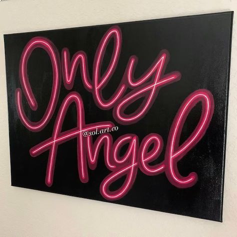 Neon Lights Painting Canvas, Albums Painting, Neon Sign Painting Canvas Diy, Neon Sign Painting, Diy Neon Sign, Harry Styles Drawing, Designed Paper, Disney Canvas Art, Disney Canvas