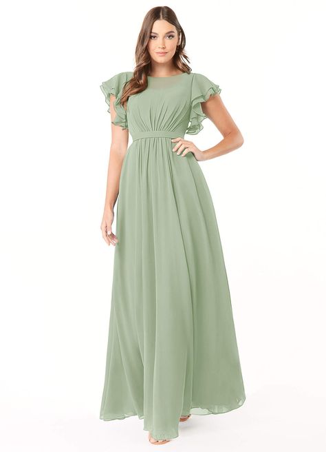 Dusty Sage Azazie Daphne Modest Bridesmaid Dresses | Azazie Sage Green Bridesmaid Dresses Modest, Green Bridesmaid Dresses Modest, Sage Bridesmaids, Dusty Sage Bridesmaid Dresses, Modest Bridesmaid Dresses With Sleeves, Modest Bridesmaid Dresses Long, Bridesmaid Dresses Modest, Sleeve Bridesmaid Dress, Bridesmaid Dresses Dusty Sage