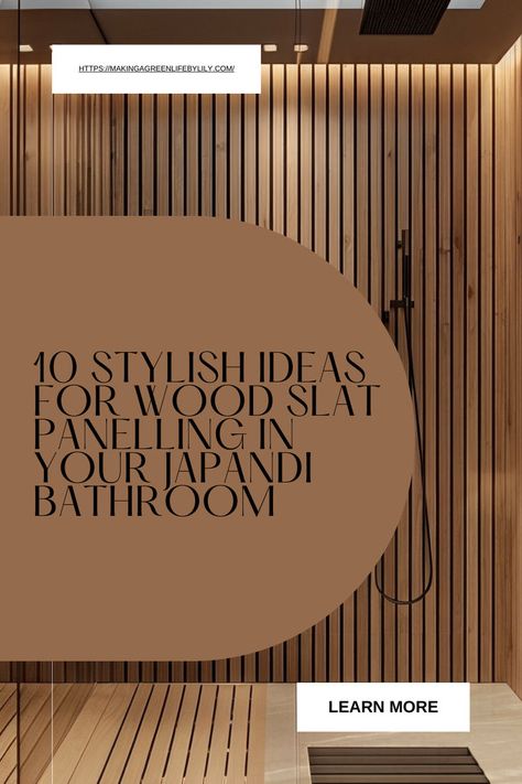 10 Stylish Ideas for Wood Slat Panelling in Your Japandi Bathroom Wood Panel Shower Room, Diy Wood Slat Wall Bathroom, Wood Slat Tiles Bathroom, Cladding Bathroom Walls, Wooden Slat Bathroom, Wooden Wall In Bathroom, Bathroom With Wood Panel Wall, Wood Tile Accent Wall Bathroom, Wood Bathroom Ceiling Ideas