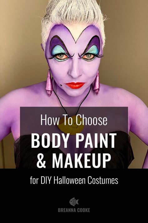 How to Choose Body Paint and Makeup for DIY Halloween Costumes – Breanna Cooke How To Paint Body Skin, Halloween Body Painting, Costumes With Face Paint, Bodypating Ideas, Full Body Makeup, Purple Face Paint, Liquid Latex Makeup, Diy Face Paint, Cool Face Paint