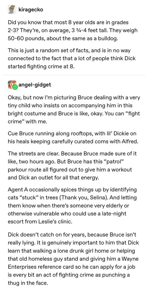 Batman Tumblr Posts, Nightwing Headcanon, Only In Gotham Tumblr, Batman Headcanon, Super Hero Oc Character Design, Young Justice Funny, Santa Story, Funny Batman, Batfamily Funny