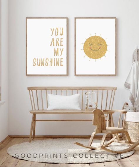 Sun Nursery Theme, Sun Themed Nursery, Sunshine Nursery Theme, Sunshine Decor, Sunshine Room, Sun Nursery, Sunshine Sign, Sunshine Wall Art, Yellow Nursery