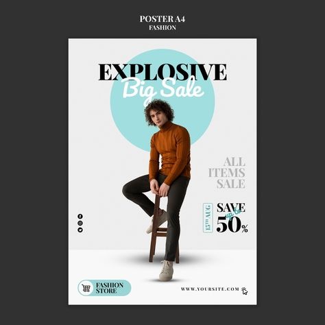 Fashion Sale Poster, Sales Poster, Fashion Show Poster, Event Poster Template, Poster Magazine, Business Branding Design, Education Poster Design, Poster Template Free, Media Poster