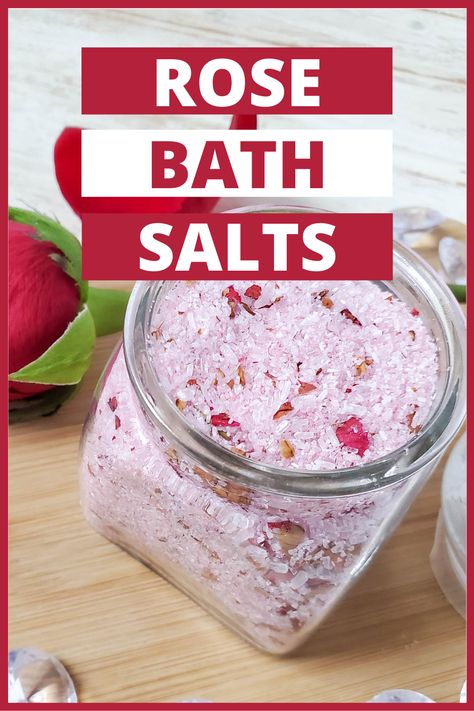 Have you been looking for a homemade bath salt recipe? Well, look no further. This recipe for rose petal bath salts is the perfect way to pamper yourself. It's a quick and easy DIY tutorial that will leave your skin feeling relaxed and rejuvenated. Rose Bath Salts Recipe, Rose Bath Salts Diy, Epsom Salt Bath Recipe, Bath Salts Diy Recipes, Rose Petal Bath Salts, Bath Salt Recipe, Homemade Bath Salts Recipe, Diy Bath Soak, Homemade Bath Salts