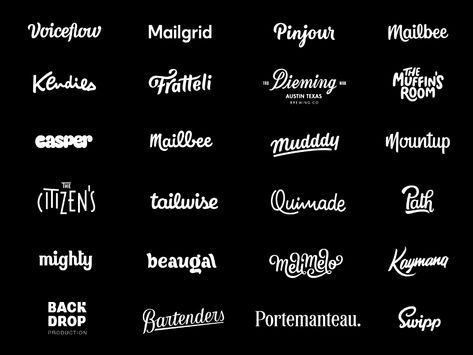 Wordmark wall - 2 years by Lance on Dribbble Handlettered Logo, Instagram Fonts, Wordmark Logo Design, Hand Lettering Logo, Instagram Font, Meditation Apps, Aesthetic Fonts, Word Mark Logo, Brand Fonts