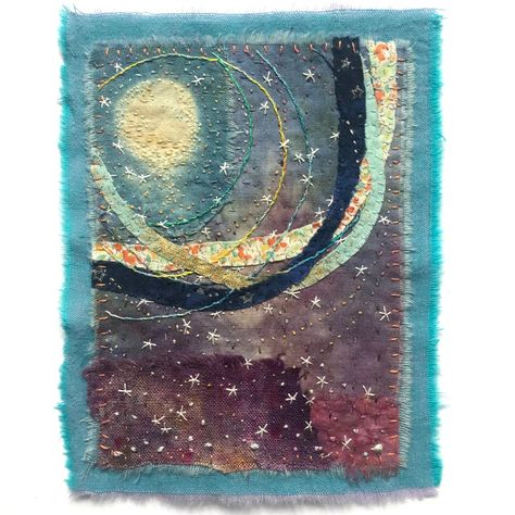 Here We Are / Handstories Moon Quilt, Textiles Sketchbook, Diy Textiles, Fabric Cards, Stitch Book, Creative Embroidery, Slow Stitching, Sewing Art, Stitching Art