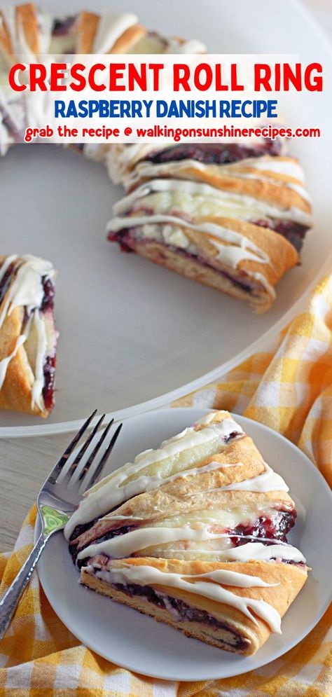 Crescent Danish Recipe, Breakfast Cheese Danish Crescent Rolls, Danish Filling Ideas, Raspberry Danish Crescent Rolls, Pillsbury Danish Recipe, Breakfast Ring With Crescent Rolls, Raspberry Crescent Rolls, Crescent Roll Turnovers, Crescent Dough Breakfast Recipes