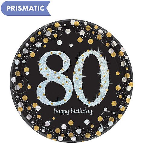 Prismatic 80th Birthday Dessert Plates 8ct - Sparkling Celebration Birthday Dessert, Gold Bubbles, Birthday Plate, Birthday Desserts, 80th Birthday Party, 65th Birthday, 60th Birthday Party, Party Kit, Paper Plates Party