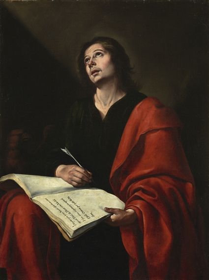 Bartolomé Esteban Murillo SAINT JOHN THE EVANGELIST oil on canvas  71.5 x 52.7 cm.; 28 1/8 x 20 3/4 in Murillo Paintings, Virgin Mary Painting, St John The Evangelist, Baroque Painting, John The Evangelist, Religious Paintings, Spanish Painters, Religious Images, Spanish Artists