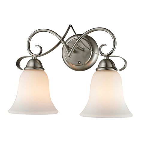 Westmore Lighting 2-Light Colchester Brushed Nickel Bathroom Vanity Light Bathroom Vanity Light Brushed Nickel, Art Nouveau Bathroom, Brushed Nickel Bathroom, Traditional Bathroom Vanity, Led Vanity Lights, Led Vanity, Bath Vanity Lighting, Bath Light, Elk Lighting