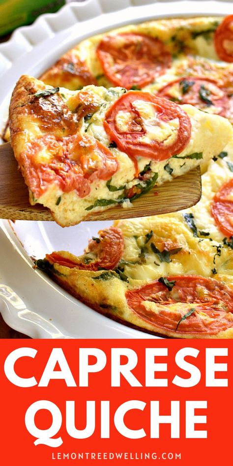 Caprese Quiche, Filet Mignon Chorizo, Quiche Cups, Savoury Slice, Tomato Caprese, Breakfast Quiche Recipes, Quiche Recipes Easy, Summer Breakfast, Breakfast Quiche