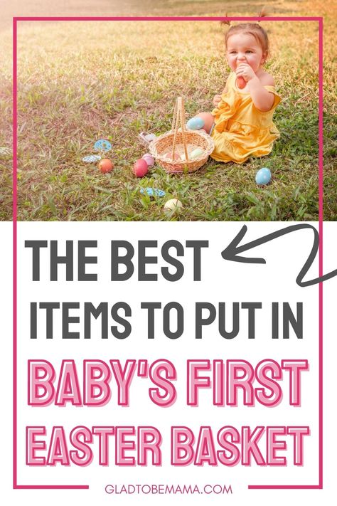 25 Practical And Fun Easter Basket Ideas For Babies | Glad To Be Mama Infant Easter Basket Ideas, Pool Easter Basket, Newborn Easter Basket, Fun Easter Basket Ideas, Easter Basket Ideas For Babies, First Easter Basket, Homemade Easter Baskets, Fun Easter Baskets, 4 Month Old Baby