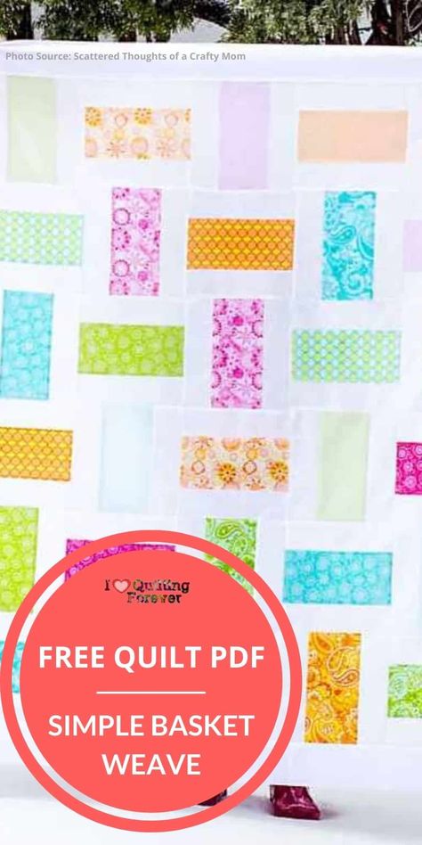 Basket Weave Quilt Pattern, Weave Quilt Pattern, Basket Weave Quilt, Free Quilt Tutorials, Beginner Quilt Patterns, Pattern Simple, Free Quilt Patterns, Crafty Moms, Free Quilting