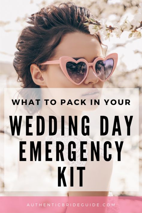 What to pack in wedding day bag - AuthenticBrideGuide.com Wedding Essentials Checklist, Emergency Kit Essentials, Bridal Essentials, Wedding Budget Template, Wedding Checklist Budget, Wedding Emergency Kit, Wedding Budget Breakdown, Wedding Hacks, Wedding Budget Planner