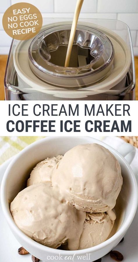 Coffee ice cream, ice cream machine Dairy Free Coffee Ice Cream, Vegan Coffee Ice Cream, Cuisinart Ice Cream Maker Recipes, Ice Cream Maker Recipes Healthy, Coffee Ice Cream Recipe, Best Homemade Ice Cream, Ice Cream Recipes Machine, Cuisinart Ice Cream, Cuisinart Ice Cream Maker