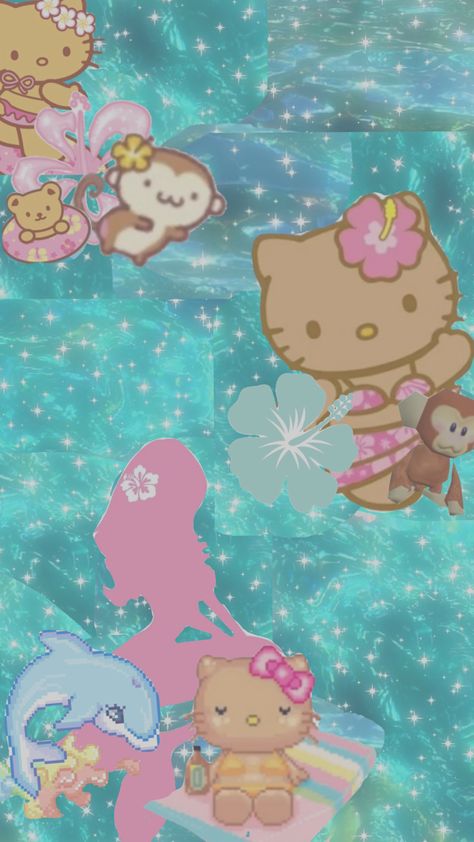 Gyaru Hello Kitty Wallpaper, Summer Wallpaper Hello Kitty, Summer Sanrio Wallpaper, Hello Kitty Wallpaper Summer, Beachcore Wallpaper, Key West Kitten Wallpaper, Hello Kitty Beach Wallpaper, Tan Hello Kitty Wallpaper, Hawaii Hello Kitty Wallpaper