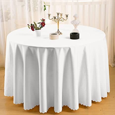 Wrinkle Resistant Polyester Round Tablecloth,White Elegant Table Cover Protector for Family Dinners or Gatherings, Indoor or Outdoor Parties, Hotel Everyday Use Circle Diameter:320 cm Decoration Buffet, White Round Tables, Dining Table Cover, Buffet Decor, Wedding Tablecloths, Party Table Cloth, Mantel Redondo, Color Wedding, Rectangle Tablecloth