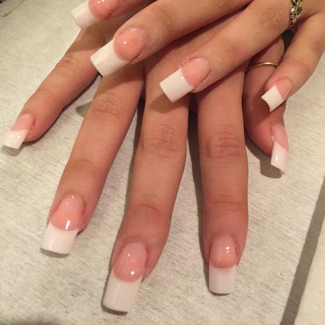 Kiss French Tip Nails, Chunky French Tip Nails, Long French Manicure, 2000s Nails Acrylic, 2000s Nails, Visual Gallery, Valentine Nails, Black Honey, French Tip Acrylic Nails