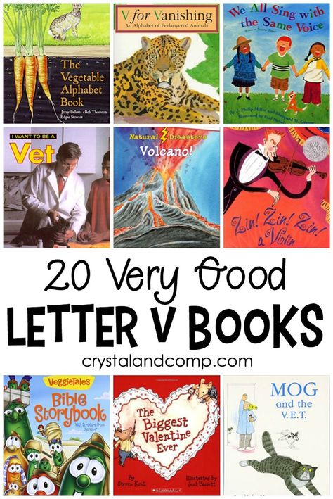 Do you have a sweet preschooler who is loves being read to? Have you started teaching them the alphabet?    We love to focus on a new letter each week a... Letter V Books For Preschoolers, Hs Letters, Letter V Crafts For Preschoolers, Letter V Activities For Preschool, Letter V Preschool, Letter V Crafts, Phonics Ideas, Books For Preschoolers, Childrens Books Activities