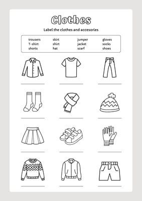 Clothes Worksheet, Ivan Cruz, English Worksheets For Kindergarten, Teacher Material, English Class, English Study, Preschool Worksheets, Kindergarten Worksheets, Worksheets For Kids