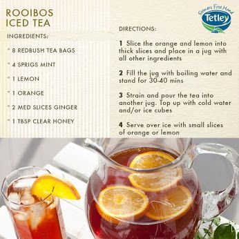 Rooibos Ice Tea Recipe Homemade, Iced Rooibos Tea Recipe, Rooibos Ice Tea, Rooibos Iced Tea Recipes, Orange Iced Tea, Iced Rooibos Tea, Rooibos Tea Recipe, Rooibos Tea Recipes, Rooibos Tea Benefits