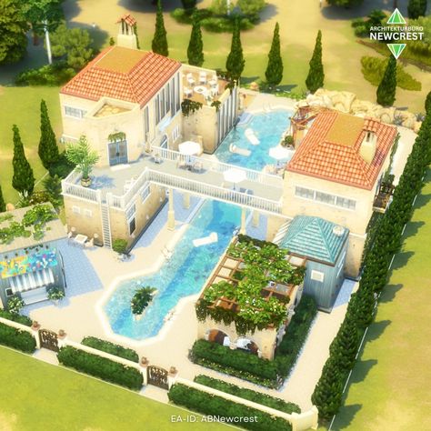 🍋 Riviera Family Pool & Gym 🍋 [swipe for floorplan] So this is the first build with the new Sims 4 Riviera Retreat kit. I will also post a reel with my favourite items from this one. 🧘 Pool type lot 🛋 Fully furnished 🍀 Functional & playtested 🏘 Basegame & Riviera Retreat ✅ No CC 📐 40x30 It's in the gallery. EA-ID: ABNewcrest 🌿 #thesims4 #sims #simstagram #showusyourbuids #sims4story Sims Builds, Family Pool, Sims 4 Build, Sims House, The Sims4, The Gallery, My Favourite, Sims 4, Floor Plans