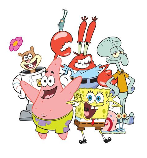 Spongebob With Friends, 5 Friends Pictures, All Spongebob Characters, Adventures Friends, Shoe Customs, Spongebob Stickers, Spongebob Aesthetic, Spongebob Funny Pictures, Cartoon Friends