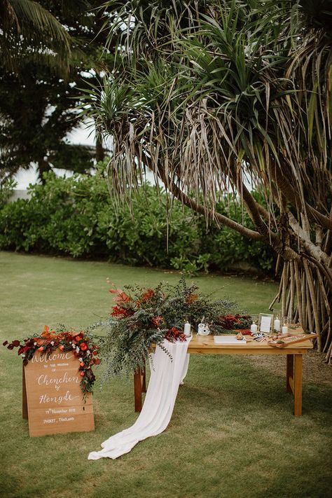 Welcome Table Wedding Entrance Rustic, Fall Wedding Welcome Table, Boho Welcome Table, Tropical Fall Wedding, Wedding Registration Table, Welcome Table Wedding, Wedding Entrance Table, Fall Wedding Guest Book, Registration Table