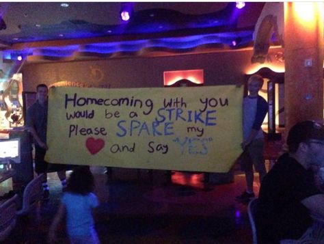 Promposal for a bowler🎳 Dance Proposals, Cute Homecoming Proposals, Cute Prom Proposals, Dance Proposal, Adorable Quotes, Dance Themes, Bowling Party, Hoco Proposals, Hoco Proposals Ideas