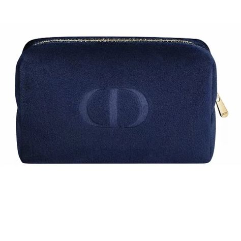 Dior Velvet Makeup Pouch Bag Navy With Gold Trim Around Zipper Bag Size Is 7' X 4' In. New Without Tags! Navy Blue Makeup, Miss Dior Bag, Dior Pouch, Velvet Makeup, Dior Clutch, Dior Cosmetics, Black Makeup Bag, Pink Makeup Bag, Printed Makeup Bag