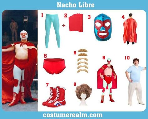 Dress Like Nacho Libre, Nacho Libre Costume, Cosplay, Halloween Costume, Fancy Dress, Outfits Guide Nacho Libre Costume For Women, Nacho Libre Party, Nacho Libre Costume, Lucha Libre Party, Nacho Party, Outfits Guide, Nacho Libre, Costume Guide, Plus Size Halloween Costume