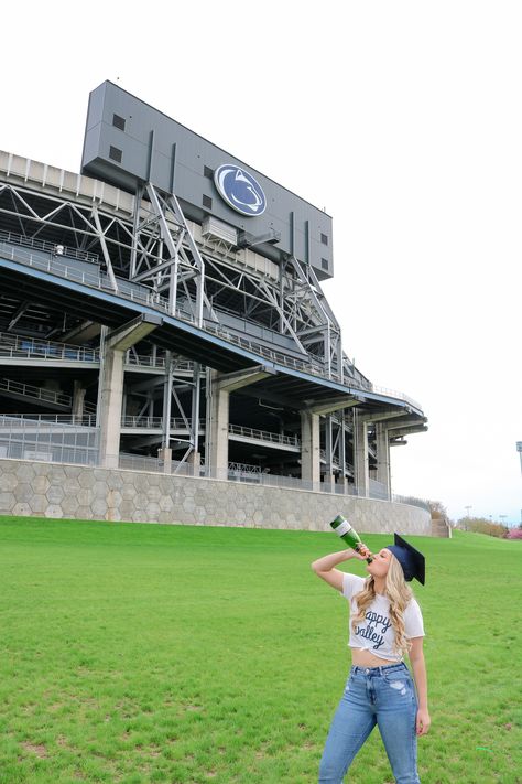 Psu Graduation Pictures, Penn State Graduation Pictures, Penn State Graduation, College Grad Photos, Beaver Stadium, College Graduation Pictures Poses, Grad Pictures, Grad Pic, Graduation Pics