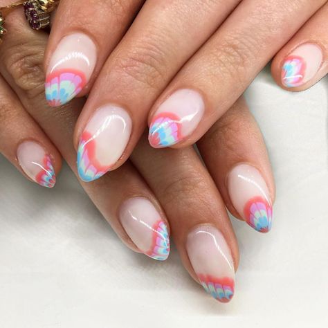 Tie dye tips Tye Dye Nails, Tie Dye Tips, Dyed Tips, 2023 Nails, Tie Dye Nails, Fashion Network, Nails Blue, My Boo, Nails Gel