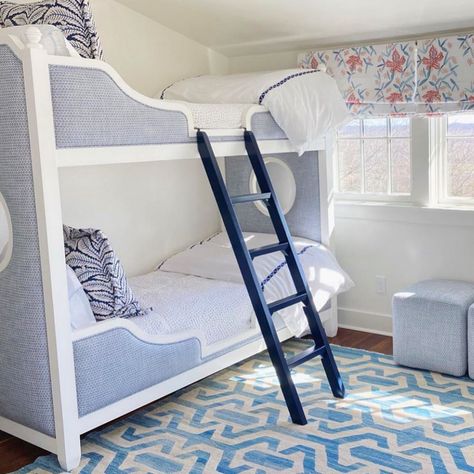 Velvet Bunk Beds, Upholstered Bunk Bed, Bunk Lights, Bunk Bed Girls Room, Bunk Beds Ideas, Boys Room Bunk Beds, Furniture Design Bedroom, Bunk Beds Boys, Girls Bunk Beds