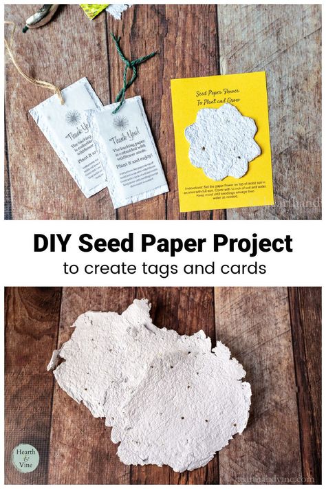 This DIY seed paper art is a great way to give the gift of wildflower seeds to someone in the form of a card or tag. Free printable thank you and instructions are available for your personal use. Seed Paper Thank You Cards, Wild Flower Seed Paper, Wildflower Cards Handmade, How To Make Seed Paper, Seed Paper Diy, Diy Paper Bird, Seed Paper Favors, Making Gift Tags, Birds For Kids