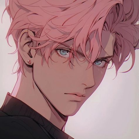 Pink Eyes Anime Guy, Pink Hair Men Anime, Pink Hair Anime Man, Long Pink Hair Anime Guy, Pink Hair Male Oc, Pink Hair Character, Pink Hair Guy, Characters With Pink Hair, Boys Colored Hair