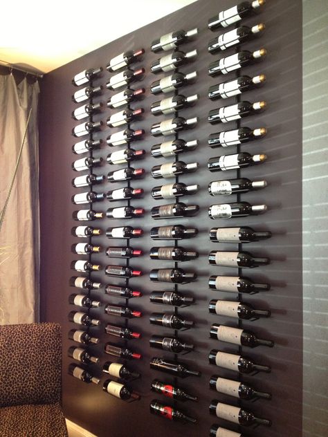 Filled a dining room wall. Alcohol Storage, Wine Wall Decor, Wine Rack Design, Wine Closet, Home Wine Cellars, Wine Cellar Design, Cellar Design, Wall Mounted Wine Rack, Wine Wall