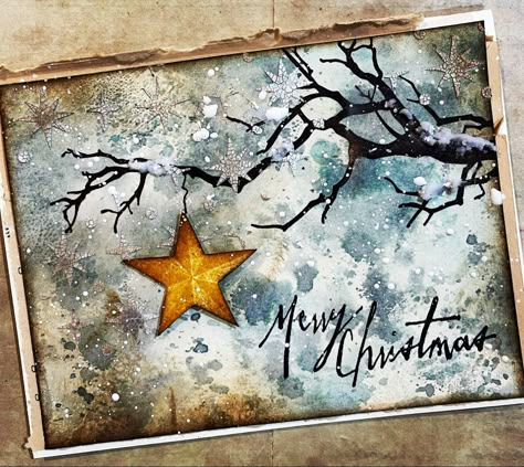 Tim Holtz inspired Christmas card Homemade Holiday Cards, Mr Bones, Tim Holtz Crafts, Diy Holiday Cards, Tim Holtz Christmas, Christmas 2025, Christmas Card Inspiration, Christmas Card Crafts, Xmas Card