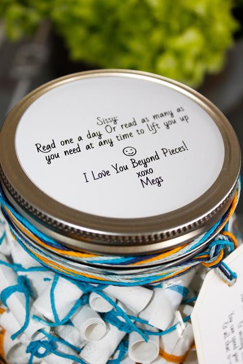 Personalized messages to keep your best bud smiling. Select from our awesome friendship list or use your own. We take care of the rest! 365 Reasons Why I Love You List Friends, Compliment Jar, Motivation Jar, Message Jar, 365 Jar, Wish Jar, Quote Jar, Mom Crafts, Love Jar