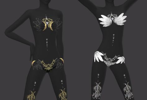 Sims 4 Cc Loincloth, Sims 4 Feather Cc, Sims 4 Angel Cc, Ts4 Tattoos, Sims Folder, Sims Finds, Ts4 Clothes, Sims Poses, Black Wrap Skirt