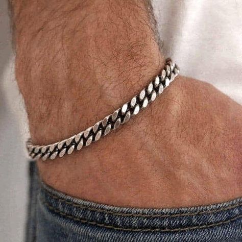 Silver Bracelet Designs For Men, Silver Bracelet Designs, Mens Cuff Bracelets, Mens Chain Bracelet, Mens Bracelet Silver, Mens Gold Bracelets, Silver Jewels, Men's Bracelet, Gold Jewelry Indian