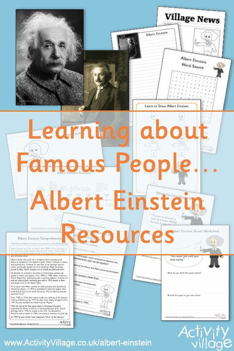 Albert Einstein For Kids, Einstein Project, About Albert Einstein, Biography Lesson, Ulm Germany, Activity Village, Quote Printables, Around The World Theme, Teacher Posters