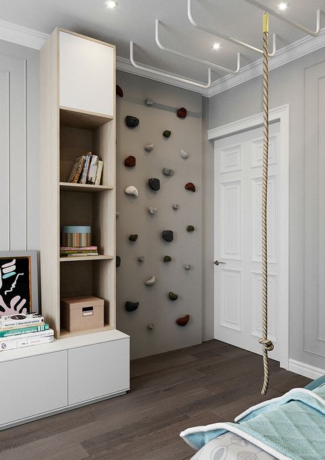 Cool Kids Rooms, Kids Bedroom Inspiration, Kids Bedroom Designs, Kids Room Inspiration, Kids Interior Room, Climbing Wall, Toddler Bedrooms, Big Boy Room, Kids Interior