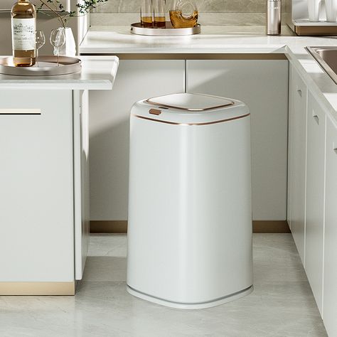 Introducing the Household Smart Induction Trash Can - the ultimate touch-free solution for hygienic waste disposal. Say goodbye to odors and overflowing bins. Click here for a cleaner and more convenient trash experience. Smart Bathroom, Garbage Bin, Trash Bin, Kitchens And Bedrooms, Waste Disposal, Kitchen Color, Trash Bins, Waste Basket, Kitchen Bathroom