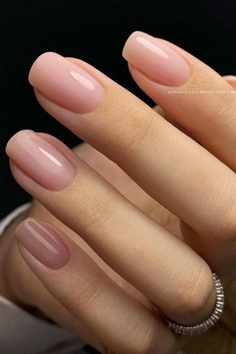 Gel French Manicure, Natural Acrylic Nails, Short Fake Nails, Squoval Nails, Colored Acrylic Nails, Pink Nail, Neutral Nails, Elegant Nails, Classy Nails