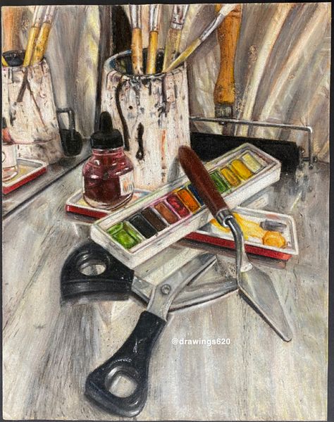 Still Life Art Supplies, Still Life 2, Cool Art Projects, Art Theme, Gcse Art, Life Ideas, Realism Art, Still Life Art, High Art