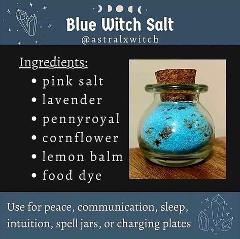 Witch Salt, Wicca Herbs, Blue Witch, Witch Board, Magickal Herbs, Witch Herbs, Jar Spells, Green Witchcraft, Wiccan Magic