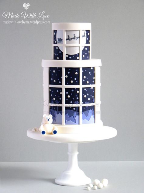 'Twas the Night Before Christmas' Cake by Pamela McCaffrey Winter Torte, Cow Cake, Christmas Themed Cake, Cake Wrecks, Christmas Cake Designs, Xmas Cake, Winter Cake, Fondant Cookies, Novelty Cakes