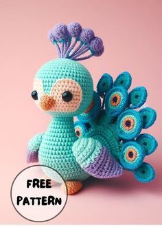 Free Crochet Little Peacock Amigurumi Pattern Amigurumi Peacock, Peacock Crochet, Crochet Bird, Crochet Bird Patterns, Easy Crochet Animals, Crochet Birds, Pola Amigurumi, Crochet Animals Free Patterns, Crochet Amigurumi Free Patterns